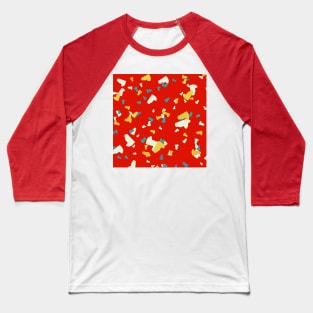 Abstract Terrazzo Tropical Red Blue Yellow Aesthetic Baseball T-Shirt